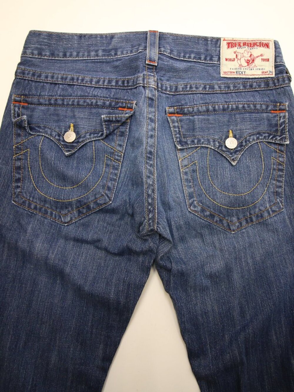 True Religion Ricky Flap Pocket Mens Blue Jeans 33 Made in USA